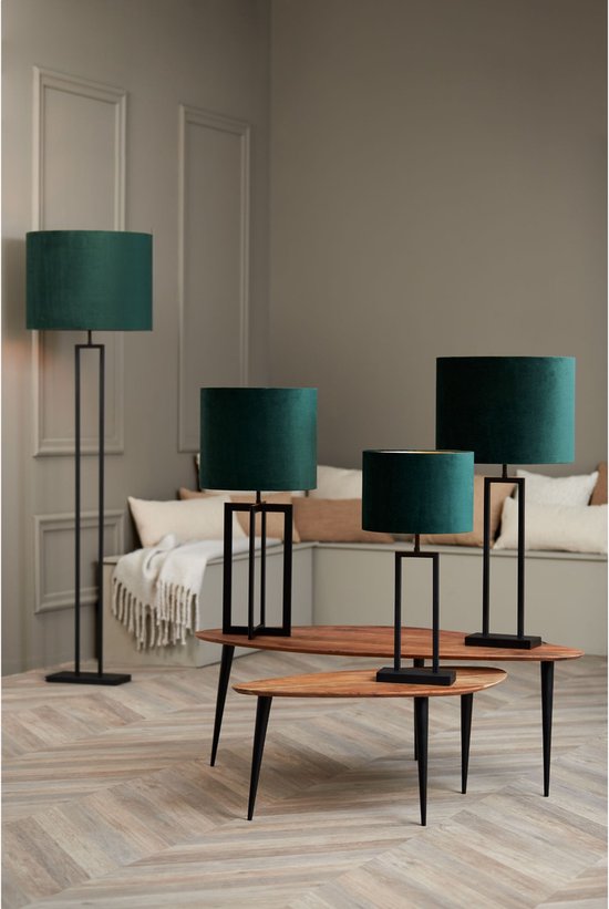 Light & Living Cilinder lampenkap Velours - Groen - Ø50x38cm - Modern