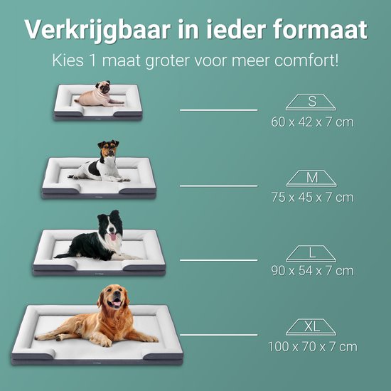 CozySense® Orthopedische Hondenmand 100 x 70 cm - Maat XL - Waterdicht Hondenbed met Wasbare Hoes - Geschikt Als Benchkussen - Wit