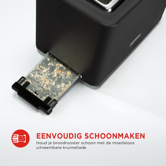 Bourgini Tosti Toaster - Broodrooster met Tostiklemmen - Zwart- Extra brede sleuf geschikt voor 2 tosti's - Instelbare bruiningsstand en ontdooifunctie