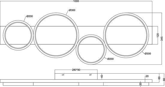 Trio Leuchten - Plafondlamp Medera 4 lichts L 100 cm wit zwart