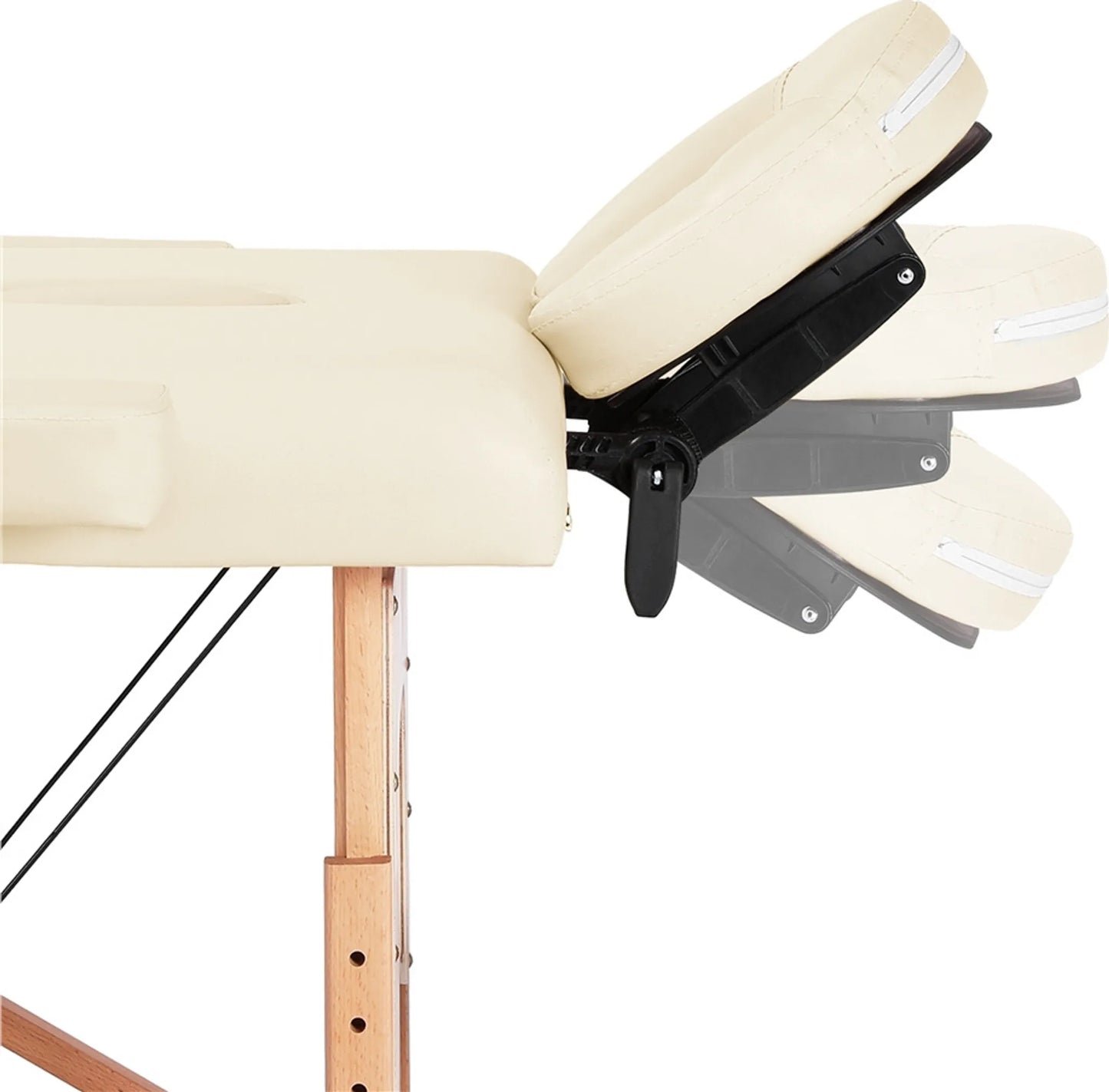 Yaheetech Massagetafel Opvouwbaar – 213 x 82 x 64-85,5 cm – Voorzien Van Beukenhouten Poten En Verstelbare Hoofdsteun En Draagtasfunctie – Voor Schoonheidssalon En Massagestudio – Crème Kunstleer En Hout