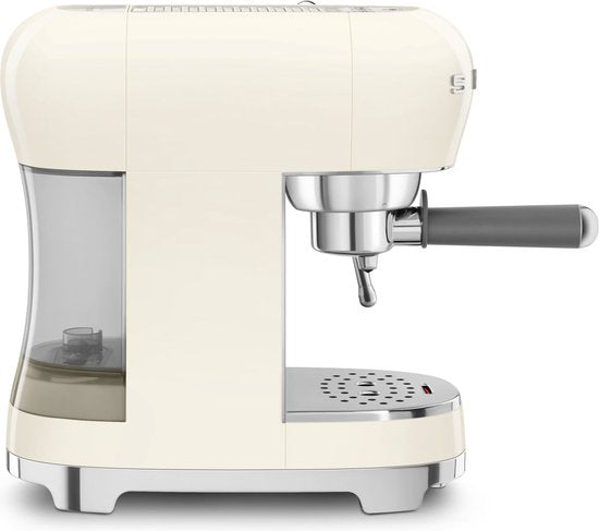 SMEG ECF02CREU Handmatige Espressomachine - Pistonmachine - 15 Bar - Thermoblock - Stoompijp - Geschikt voor Gemalen Koffie & E.S.E. Pads - '50s Style - Crème