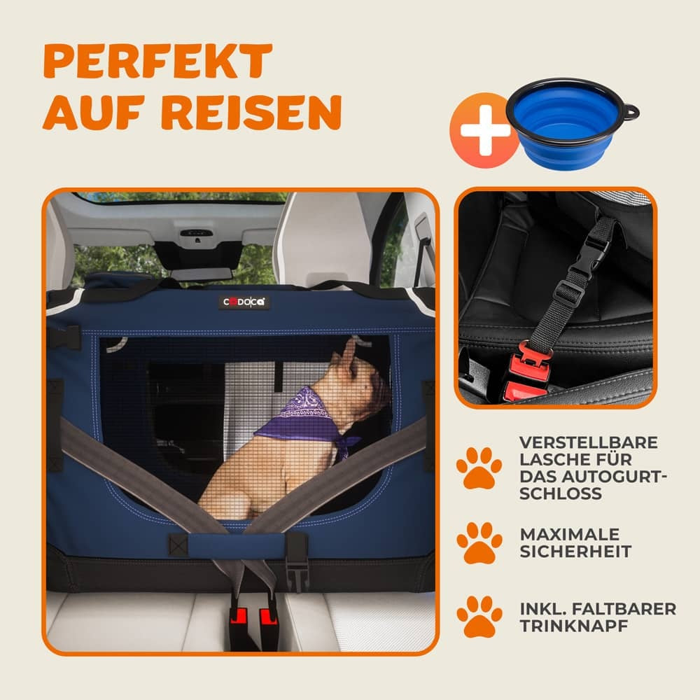 Cadoca Honden & Katten Reismand M - 60x43x45cm - Marine Blauw