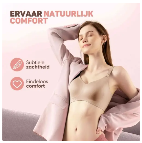 Vulpes Goods® – Voedingsbh Zonder Beugels – Maat Large – Voorzien Van Eénhandige Sluiting En Verstelbare Bandjes En OEKO-TEX® Certificering – Voor Borstvoeding En Zwangerschap – Crème Katoenmix
