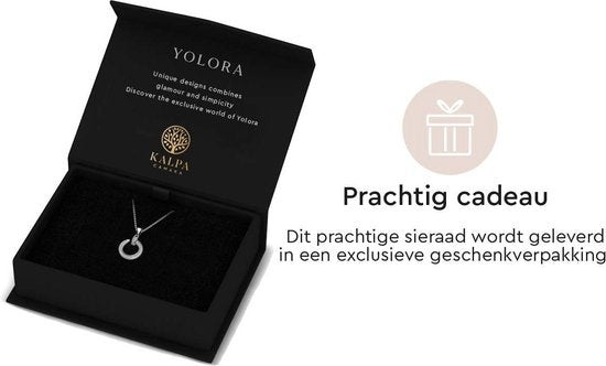 Yolora Ronde Ketting – Kalpa Camaka Kristallen – Zilverkleurig – 18K Witgoud Verguld – Luxe Giftbox