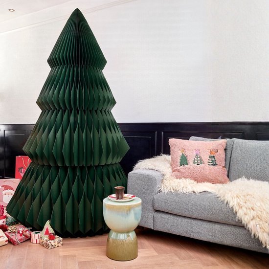 Mica Decorations Papieren Kerstboom - Opvouwbare Kunstkerstboom - H212 x Ø120 cm - Kerst Decoratie - FSC Mix - Groen