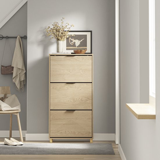 SoBuy Schoenkast - Ladekast - Smal design - 3 laden - 120x24x60 cm | FSR213-N