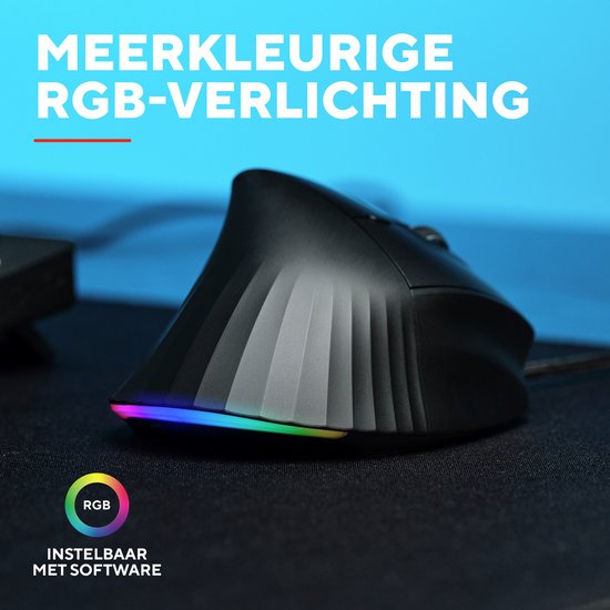 Trust GXT 145 Rexxa - Gaming Muis - Bedraad - 12.800 DPI - RGB Verlichting - Ergonomisch Verticaal - Zwart