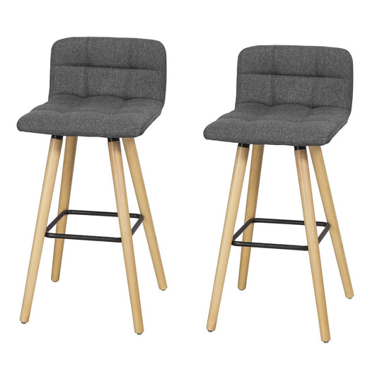SoBuy set van 2 Barkrukken - Met Rugkruk - Donkergrijs - 92x44x44 cm - 68 cm Zithoogte