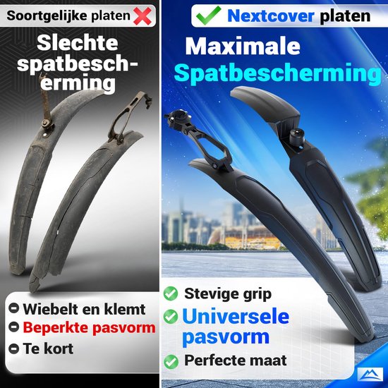 Nextcover Spatbordset - MTB - Voor & Achter - 24-29 Inch - Zwart