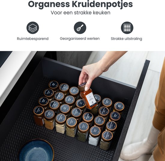 Organess Kruidenpotjes - 28-delig - Glas - Acacia - 120 ml
