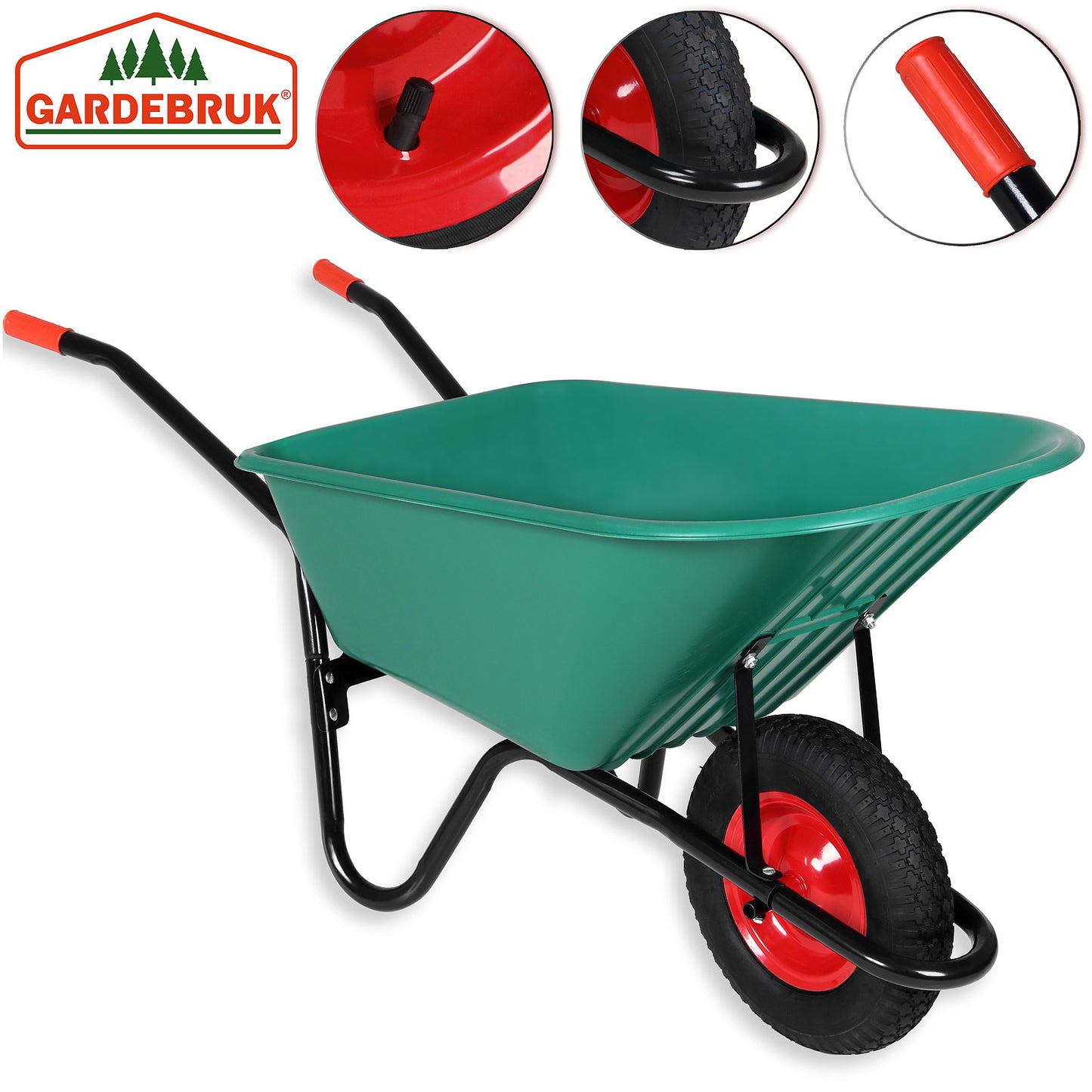 Gardebruk Kruiwagen 100 L - Kunststof Kuip – tot 150KG Groen