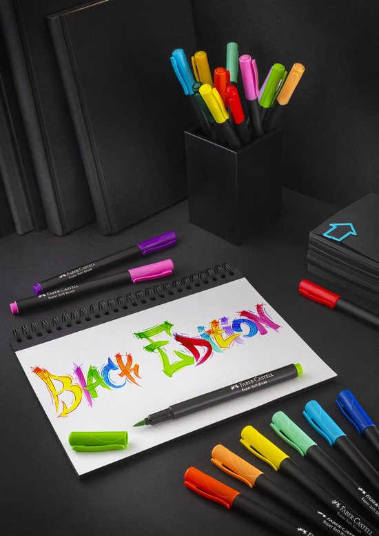 Faber-Castell brushpennen - Black edition - 20 kleuren in karton etui - FC-116452