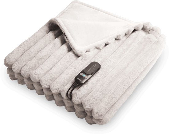 Duux Yentl Gestreepte Elektrische Warmtedeken 200x200 cm – 9 standen – Grijs