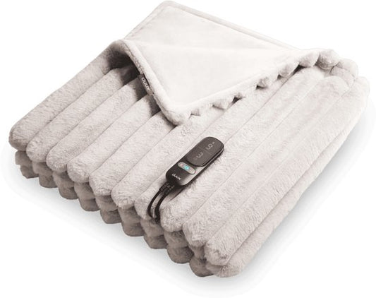 Duux Yentl Gestreepte Elektrische Warmtedeken 200x200 cm – 9 standen – Grijs
