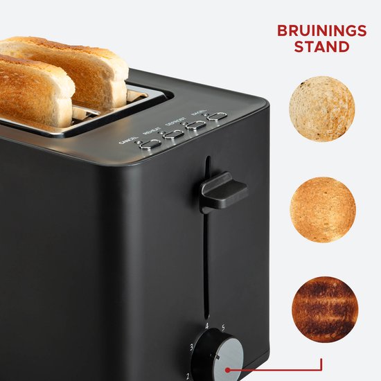 Bourgini Tosti Toaster met Bagelfunctie - Broodrooster met Tostiklemmen - Zwart - Matte Finish - Extra brede sleuf geschikt voor 2 tosti's