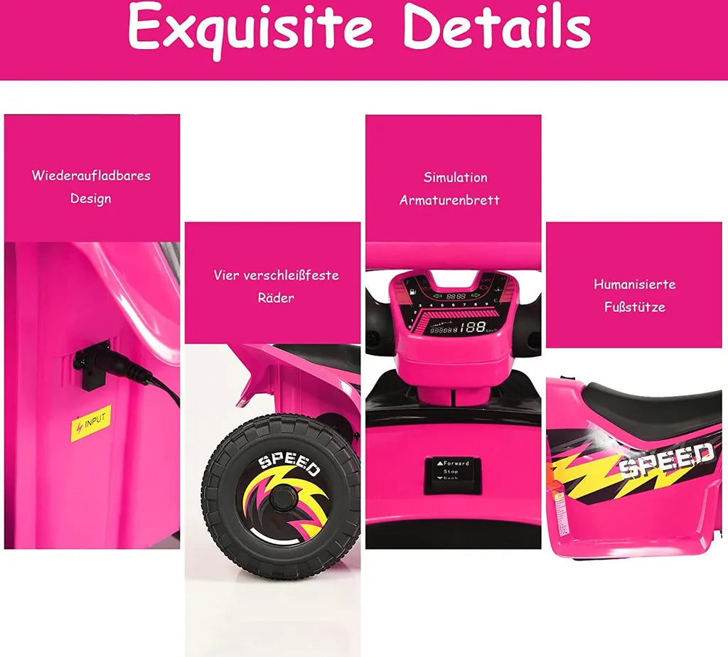 Coast Stroller Mini Electroquad 6V - Elektrische Kinderquad Roze - 75 x 50 x 45 cm - 2,8-4,6 km/u
