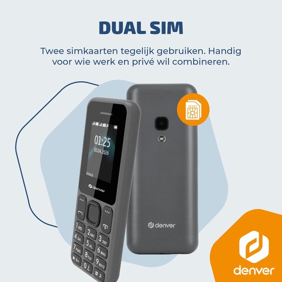 Denver Senioren Mobiele Telefoon 4G - GSM - Smartphonevrij opgroeien - FM Radio - Dual Sim - Simlockvrij - Model 2026 - FAS1880L