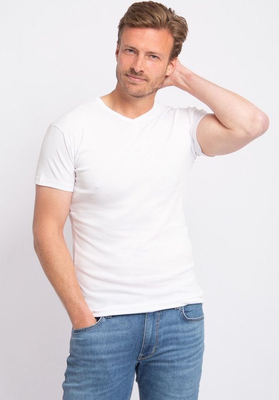 Alan Red Vermont T-Shirt V-Hals Wit (2Pack) - Maat L - Heren - Basic T-shirt