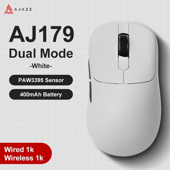 Ajazz AJ179 - Draadloze Gaming Muis - 26000DPI - Wired/2.4G - PAW3395 - Lichtgewicht 58G - Wit