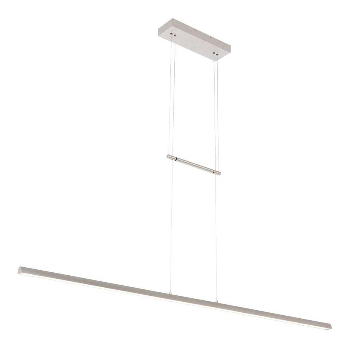 Hanglamp Profilo 3318ST van Steinhauer van staal, 150 cm breed, hoogte instelbaar van 110 tot 170 cm, 2100 lumen, modern design voor binnengebruik