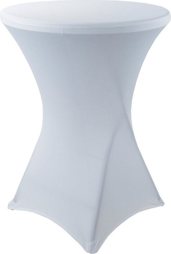 Statafelhoes & Statafelrok – 80 x 110 cm – Wit Polyester – Rekbaar Stretch Materiaal – Voor Cocktailtafel & Evenementen – Luxe Uitstraling & Wasbaar