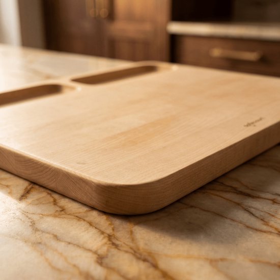 Safecourt Kitchen 3 delige houten snijplanken set [100% vrij van microplastics] - inclusief opbergstand - FSC gecertificeerd berkenhout