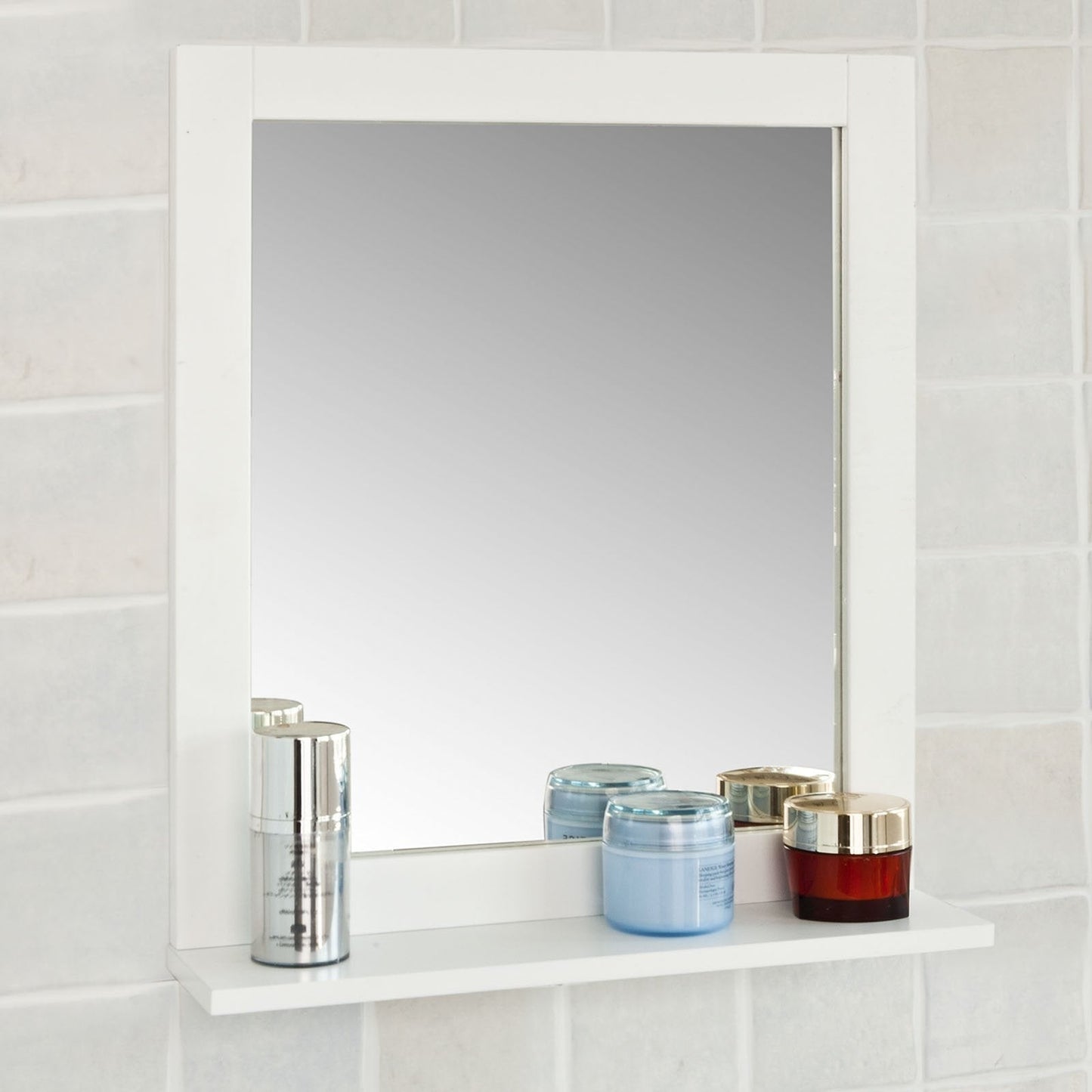 SoBuy Badkamerspiegel Met Plank - 10x40x49 cm - Wit