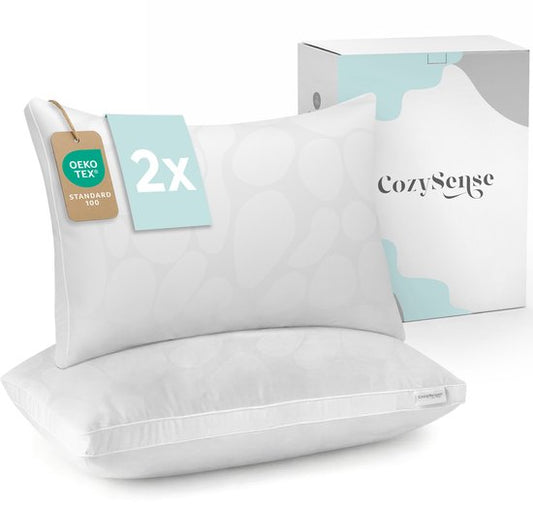 CozySense® Hoofdkussen - Set van 2 - 50x70 CM - Verkoelend Slaapkussen - Aanpasbaar Kussen met Extra Vulling - Pillow voor Zij-, Buik- en Rugslapers