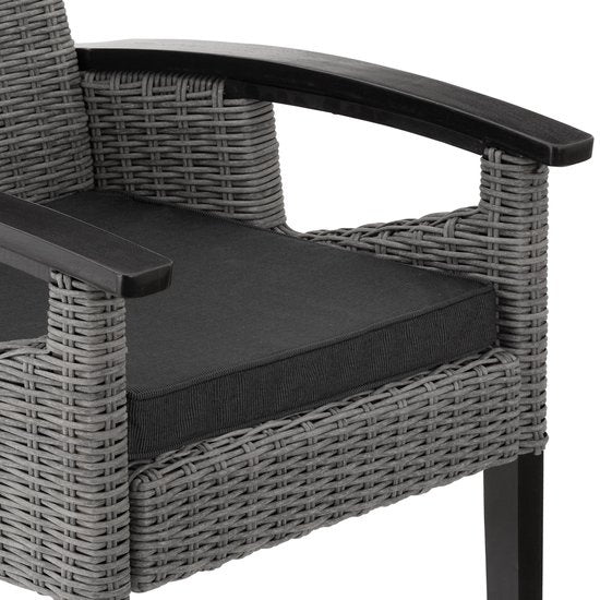 tectake® - Wicker stoel tuinstoel terrasstoel - Rosarno - grijs - 404806 - poly-rattan