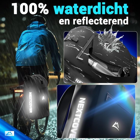Nextcover 3in1 Fietstas Enkel voor Bagagedrager [PVC vrij] | Waterdichte Fietstas, Rugzak en Schoudertas 25L | Ideaal voor Laptop en Wekelijkse Aankopen | Fiets Tas Enkele | Fietstassen