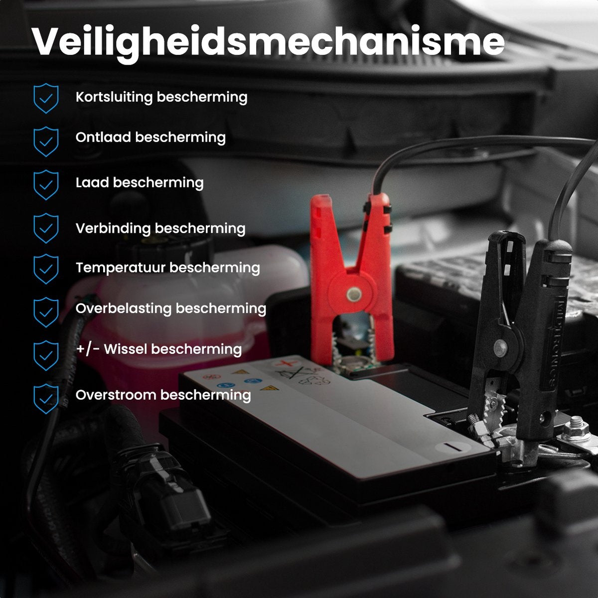 Auronic 12V Jumpstarter  Startondersteuning voor Auto's - Met Compressor en Bandenpomp - 1200A - 3L Diesel 6L Benzine - Zwart/Grijs