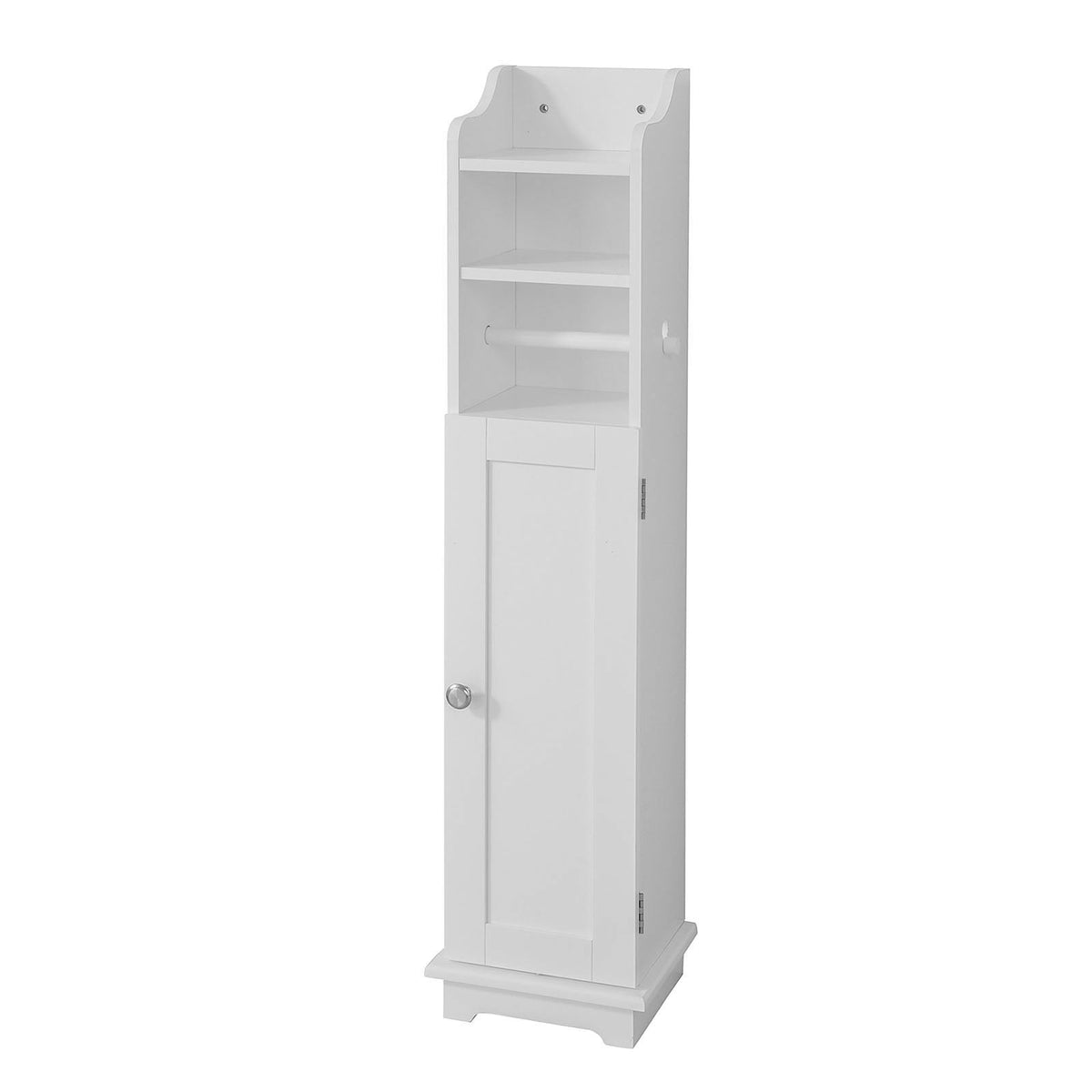 SoBuy Toiletkast met WC-Rolhouder - Wit - 20x100x18 cm