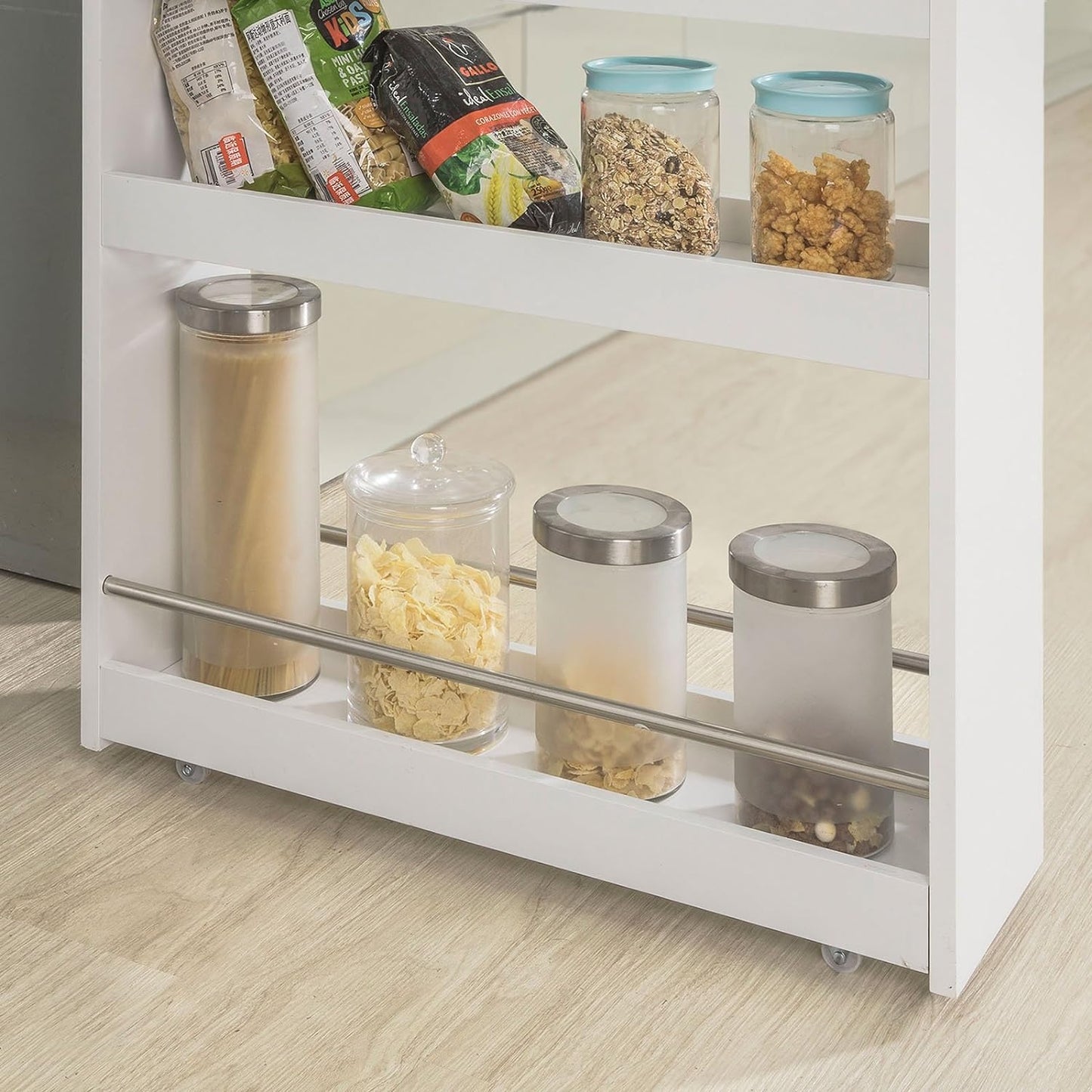 SoBuy Keukenrek 4-Laags op wielen - Max. 20 kg - 60 x 19 x 81 cm - Wit