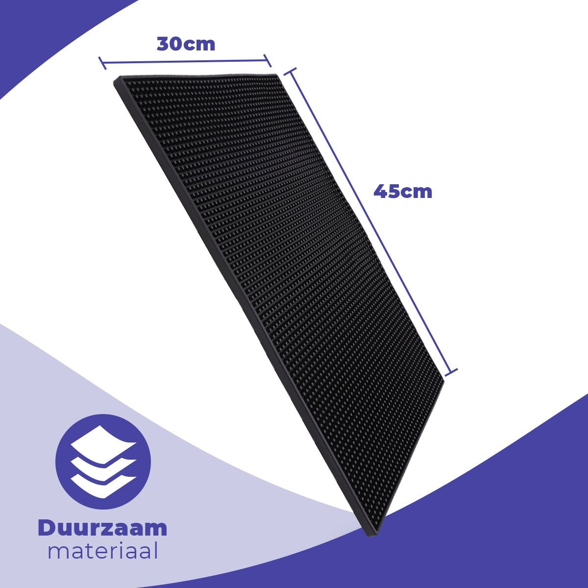 Aerend® Multifunctionele Afdruipmat – Horeca Barmat – Camper Vaatwas & Aanrecht Mat – Zwart Rubber Antislip - 30x45 CM
