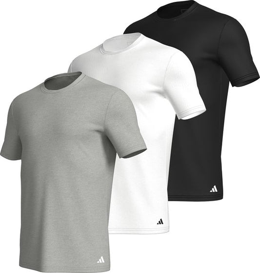 adidas Sportswear 3-Pack Crew Neck Shirt - Maat L - Active Core Cotton -  zwart/wit/grijs gemêleerd