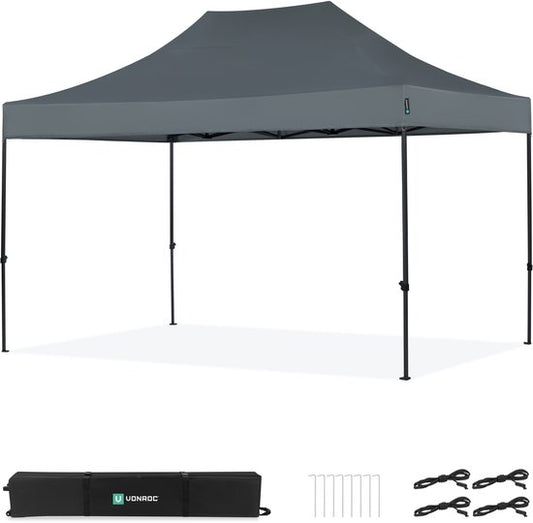 VONROC Partytent - 3x4.5 m – Premium easy-up Partytent – Modulair ontwerp - Opvouwbaar – Waterdicht – Stalen Frame - 50+ UV Bescherming - Incl. Opbergtas - Grijs