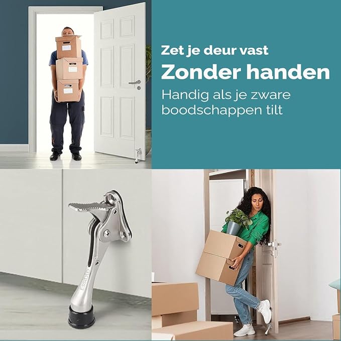 Essible Deurstopper RVS Brons – 13 x 4 cm – Verstelbare Deurvastzetter met Voetbediening