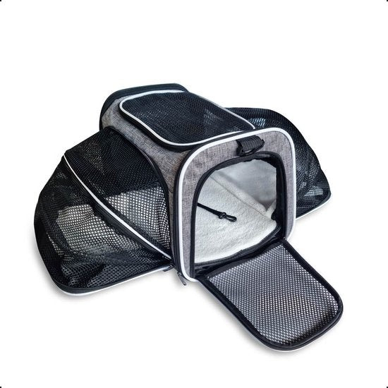 Gopets Draagtas Hond en Kat – Hondentas – Reistas – Kattentas – Geschikt Voor Vliegtuig – Tot 5,5KG – Grijs – 40 x 25 x 25 cm – M