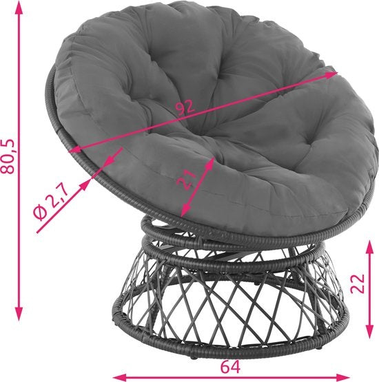 tectake® - Wicker papasan fauteuil Gargano zwart - 403552 - poly-rattan