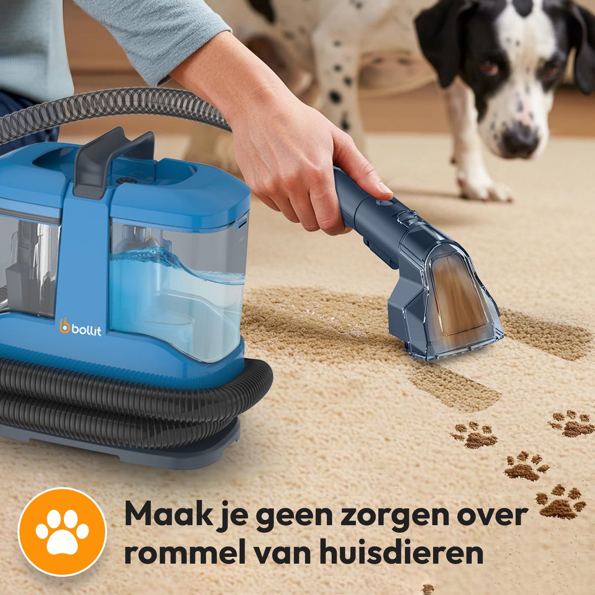 Bollit Compact V2 Vlekkenreiniger - Voor bank en tapijt - 3 opzetstukken - Ceruleumblauw