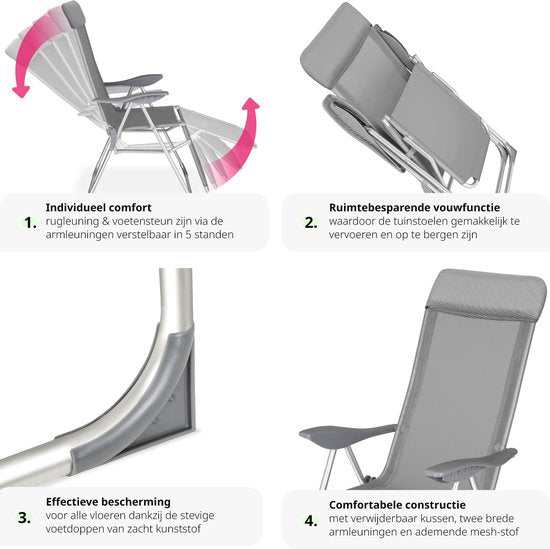 TecTake - Set van 2 klapstoelen tuinstoelen