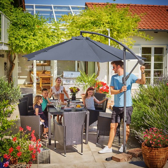 Kingsleeve Zweefparasol - Ø300cm UV bescherming 80+ - Antraciet
