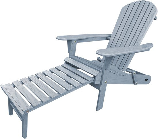 AXI Alexa Adirondack Stoel Grijs – Met Voetenbank - Houten loungestoel met armleuningen – Opklapbaar - Hoge rugleuning - Tuinstoel – 147 x 78,5 x 89 cm – FSC 100% Hemlockhout
