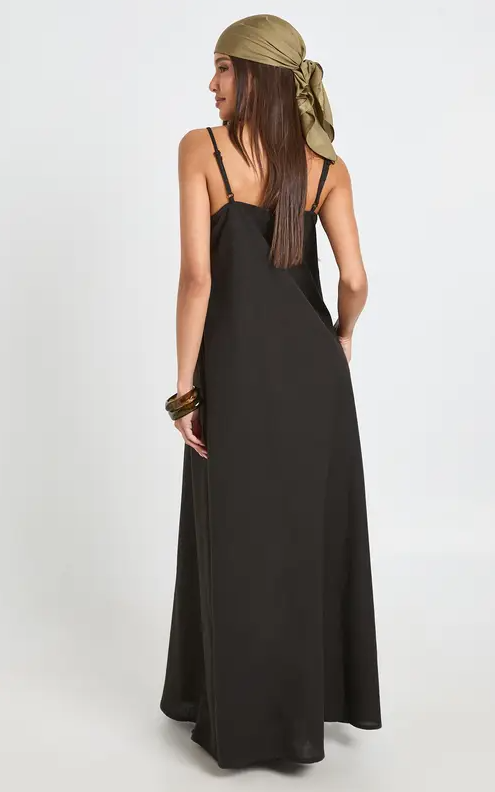 Linnen Look Zakdoek Zoom Maxi Jurk - Maat 36
