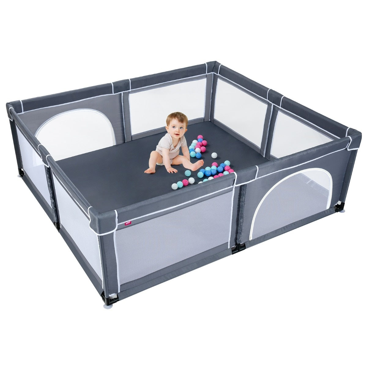 Coast Speelbox Playpen Baby - 206 x 185,5 x 68cm - Donkergrijs