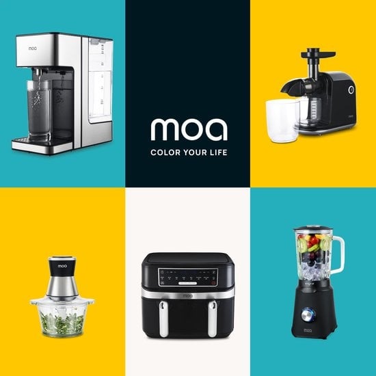 MOA Hakmolen XL - Food Chopper - 2 liter glazen kom - 4 messen - FC360