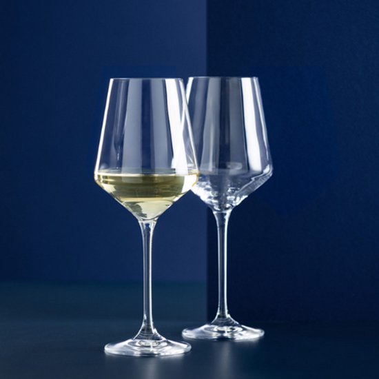 Witte Wijnglazen Set van 2 – 450 ml – Elegant Design met Getrokken Steel – Luxe Drinkglazen voor Witte Wijn