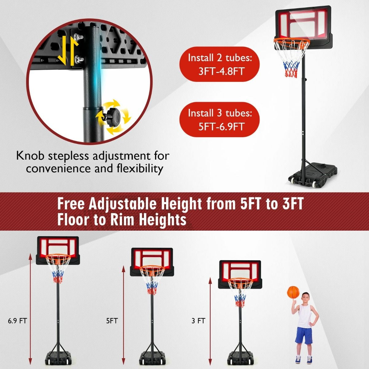 Coast Basketbalstandaard met Basketbalkorf - 154-210 cm - Verstelbare Hoogte