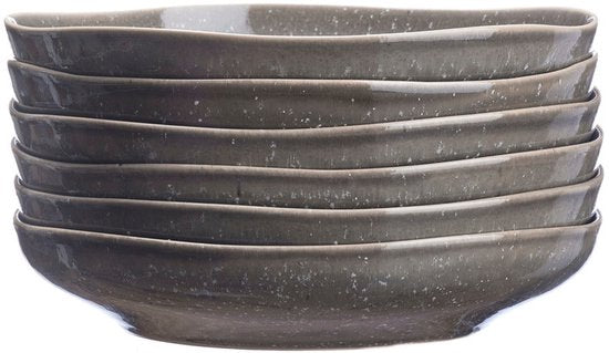 Diep bord STELLAR Ø22,5cm - 6 stuks - Betongrijs